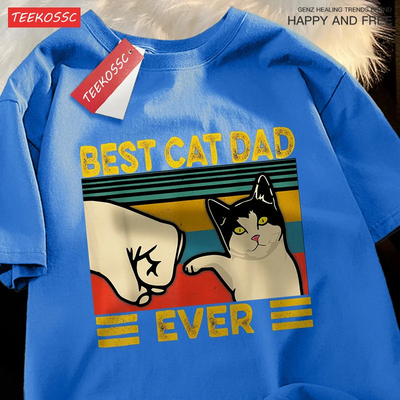 “Unisex Oversized Tee – ‘Best Cat Dad Ever’ Print”