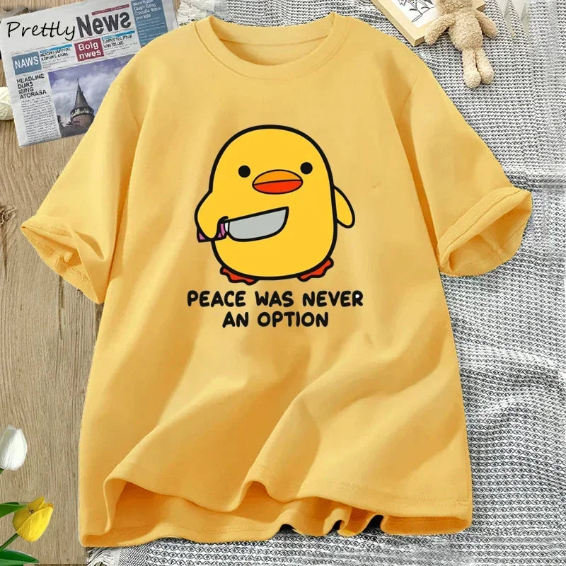 “Unisex Funny Goose Tee – ‘Peace Was Never an Option’”