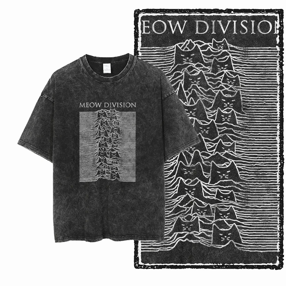 “COOLMIND DB Cat Graphic Tee – Acid Wash Streetwear”