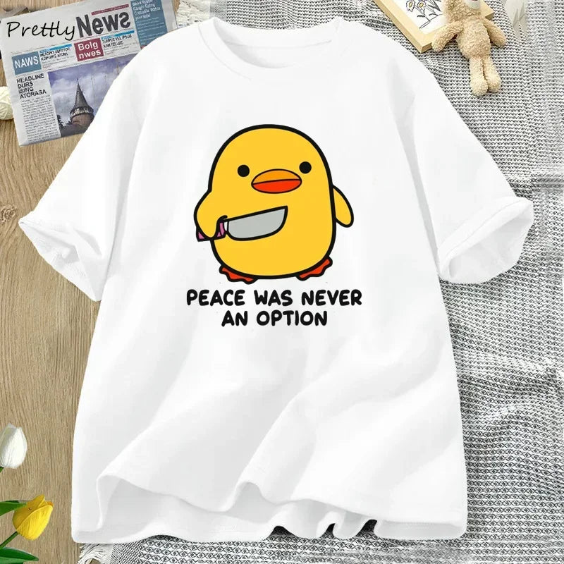 “Unisex Funny Goose Tee – ‘Peace Was Never an Option’”