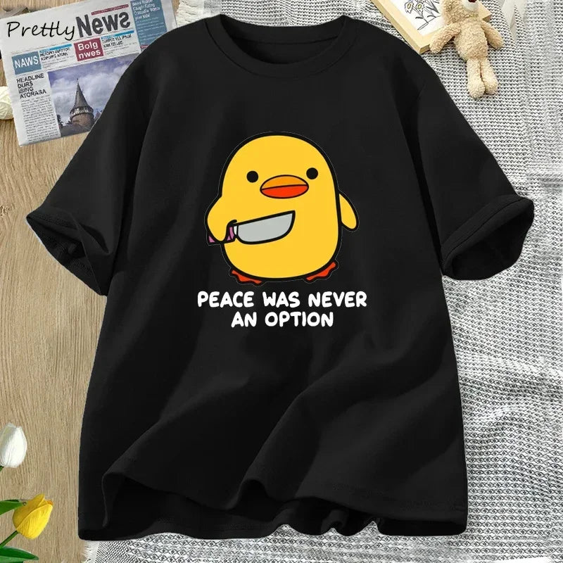 “Unisex Funny Goose Tee – ‘Peace Was Never an Option’”