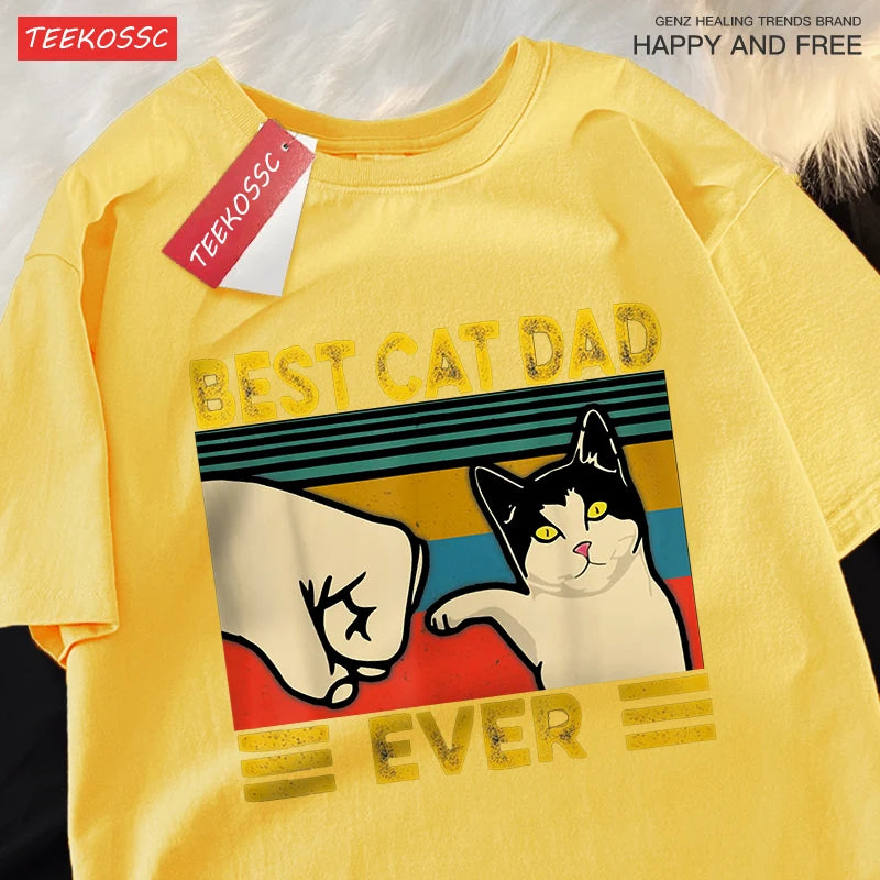 “Unisex Oversized Tee – ‘Best Cat Dad Ever’ Print”