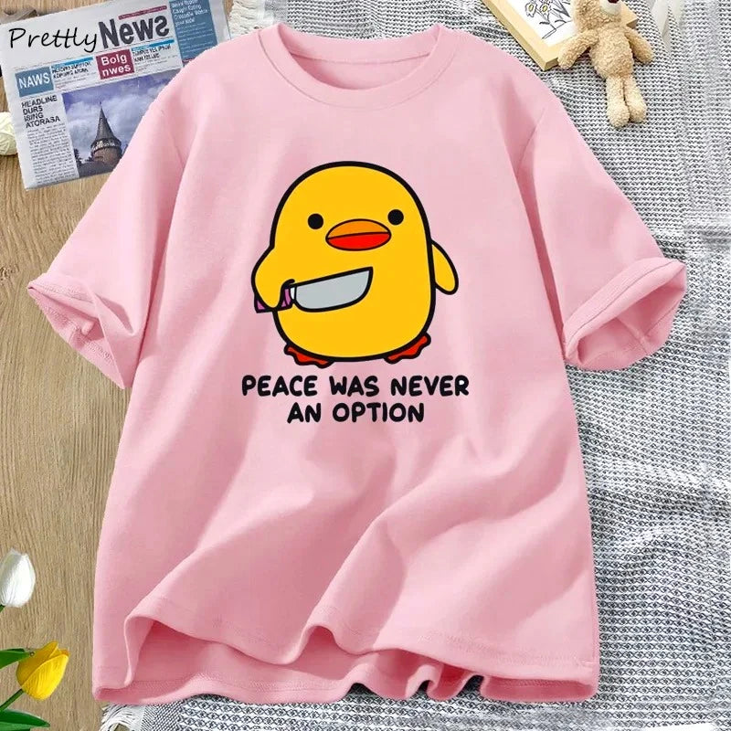 “Unisex Funny Goose Tee – ‘Peace Was Never an Option’”