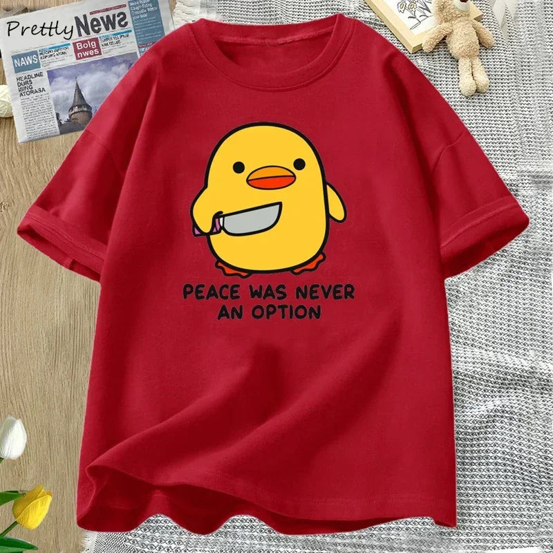 “Unisex Funny Goose Tee – ‘Peace Was Never an Option’”