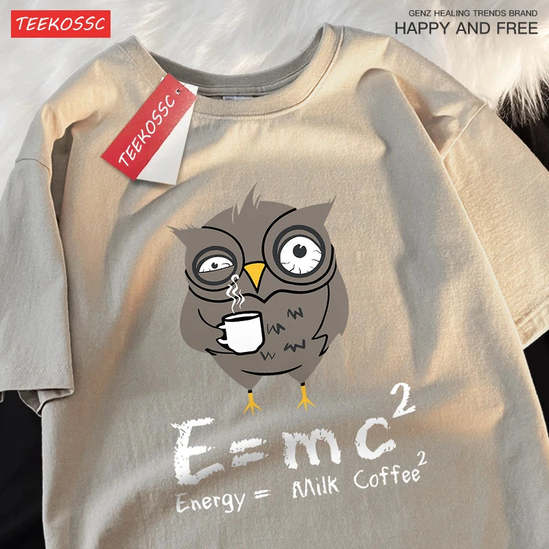 “Unisex Oversized Coffee Graphic Tee – ‘Energy Milk Formula’”
