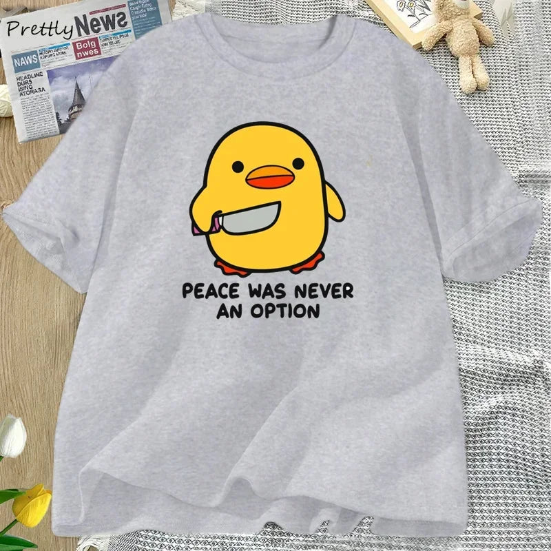 “Unisex Funny Goose Tee – ‘Peace Was Never an Option’”