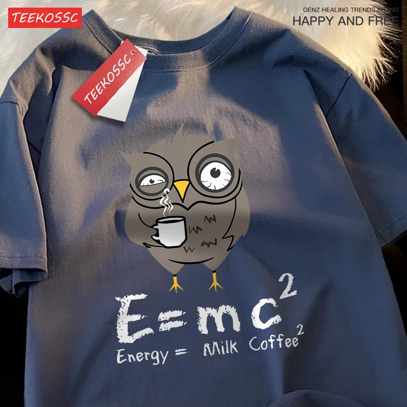 “Unisex Oversized Coffee Graphic Tee – ‘Energy Milk Formula’”