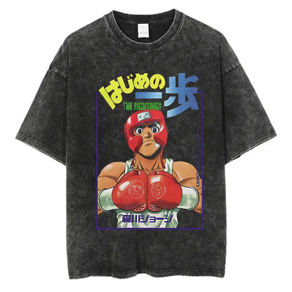“Vintage Anime Boxing Tee – Hajime No Ippo Graphic”