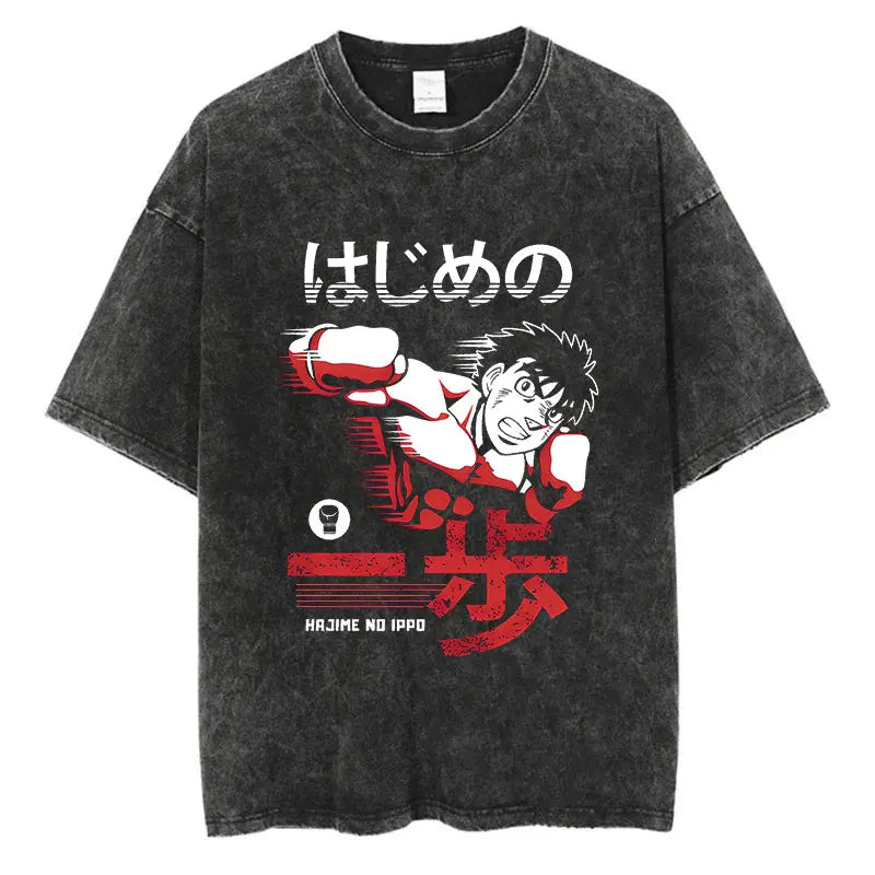 “Vintage Anime Boxing Tee – Hajime No Ippo Graphic”