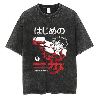 “Vintage Anime Boxing Tee – Hajime No Ippo Graphic”