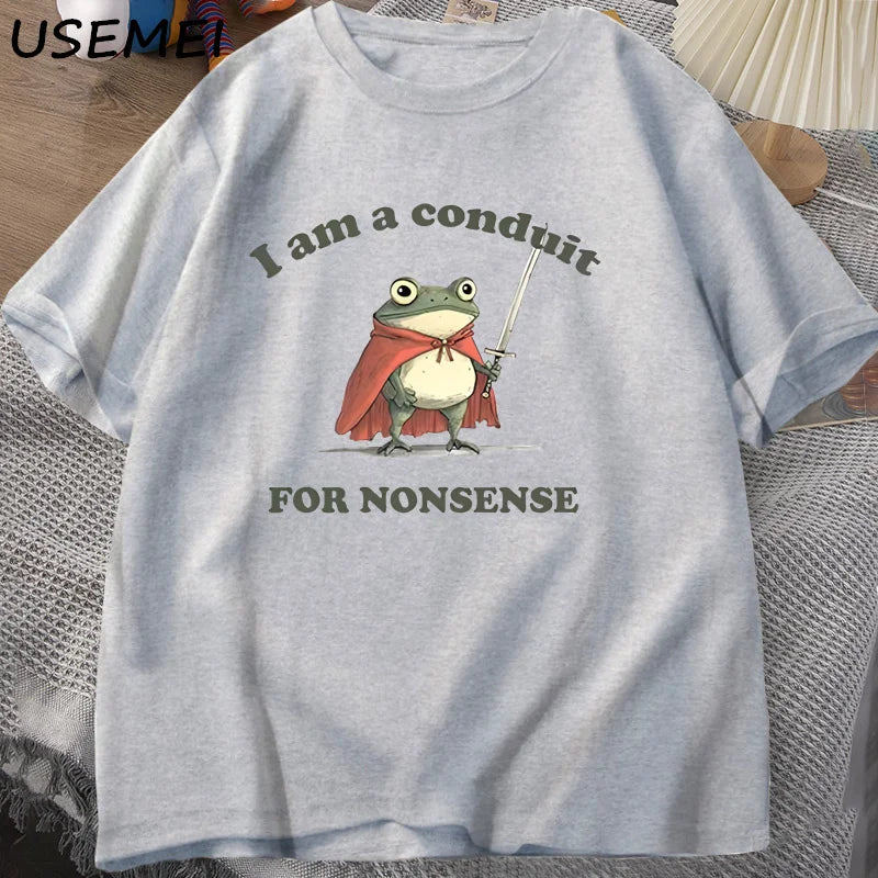 “Unisex Funny Frog Tee – ‘Conduit for Nonsense’ Print”