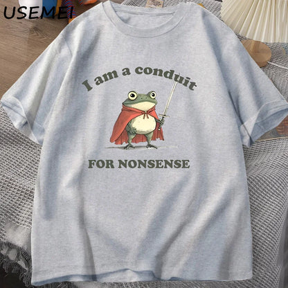 “Unisex Funny Frog Tee – ‘Conduit for Nonsense’ Print”