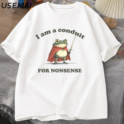“Unisex Funny Frog Tee – ‘Conduit for Nonsense’ Print”