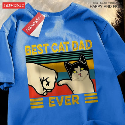 “Unisex Oversized Tee – ‘Best Cat Dad Ever’ Print”