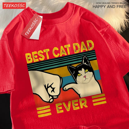 “Unisex Oversized Tee – ‘Best Cat Dad Ever’ Print”