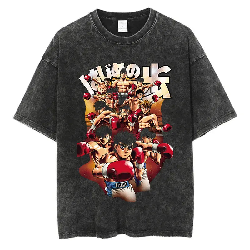“Vintage Anime Boxing Tee – Hajime No Ippo Graphic”