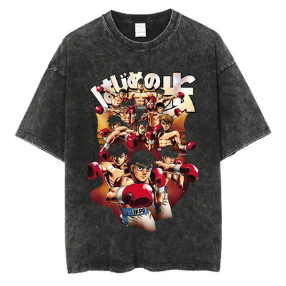“Vintage Anime Boxing Tee – Hajime No Ippo Graphic”
