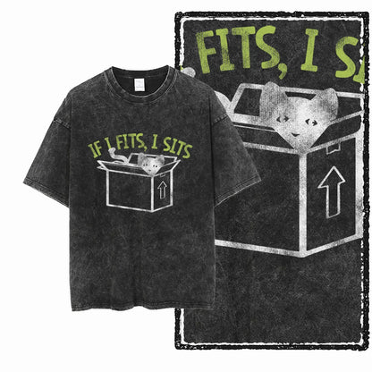 “COOLMIND DB Cat Graphic Tee – Acid Wash Streetwear”