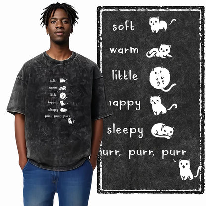 “COOLMIND DB Cat Graphic Tee – Acid Wash Streetwear”