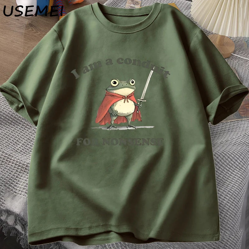 “Unisex Funny Frog Tee – ‘Conduit for Nonsense’ Print”