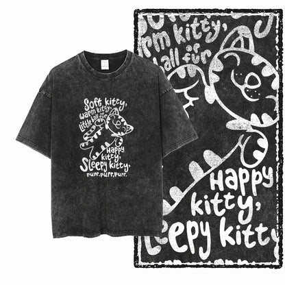 “COOLMIND DB Cat Graphic Tee – Acid Wash Streetwear”
