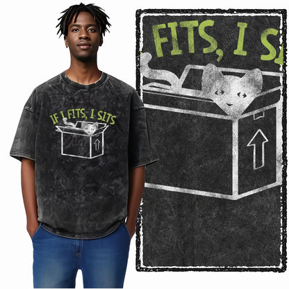 “COOLMIND DB Cat Graphic Tee – Acid Wash Streetwear”