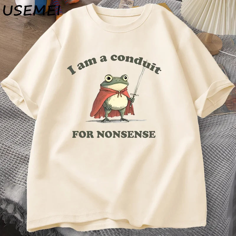 “Unisex Funny Frog Tee – ‘Conduit for Nonsense’ Print”