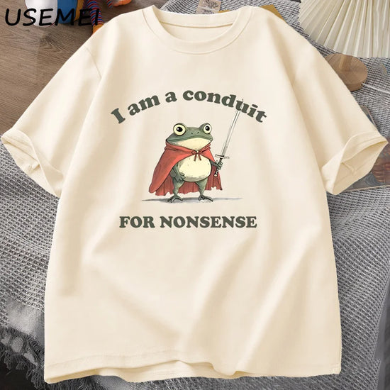 “Unisex Funny Frog Tee – ‘Conduit for Nonsense’ Print”
