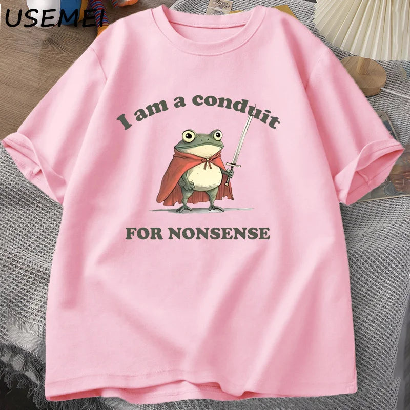 “Unisex Funny Frog Tee – ‘Conduit for Nonsense’ Print”