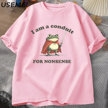 “Unisex Funny Frog Tee – ‘Conduit for Nonsense’ Print”