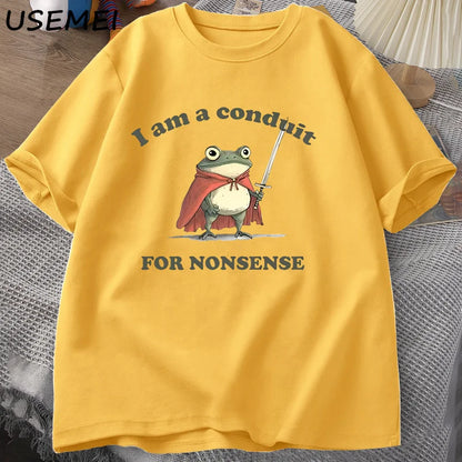 “Unisex Funny Frog Tee – ‘Conduit for Nonsense’ Print”