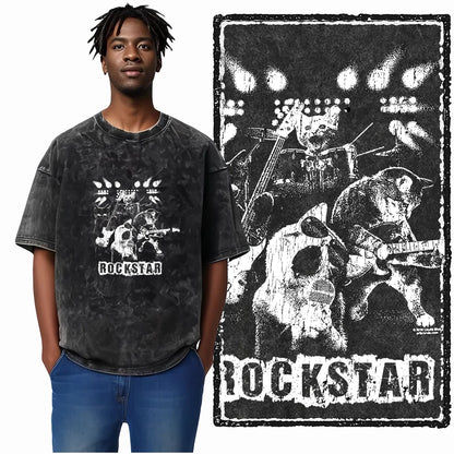 “COOLMIND DB Cat Graphic Tee – Acid Wash Streetwear”