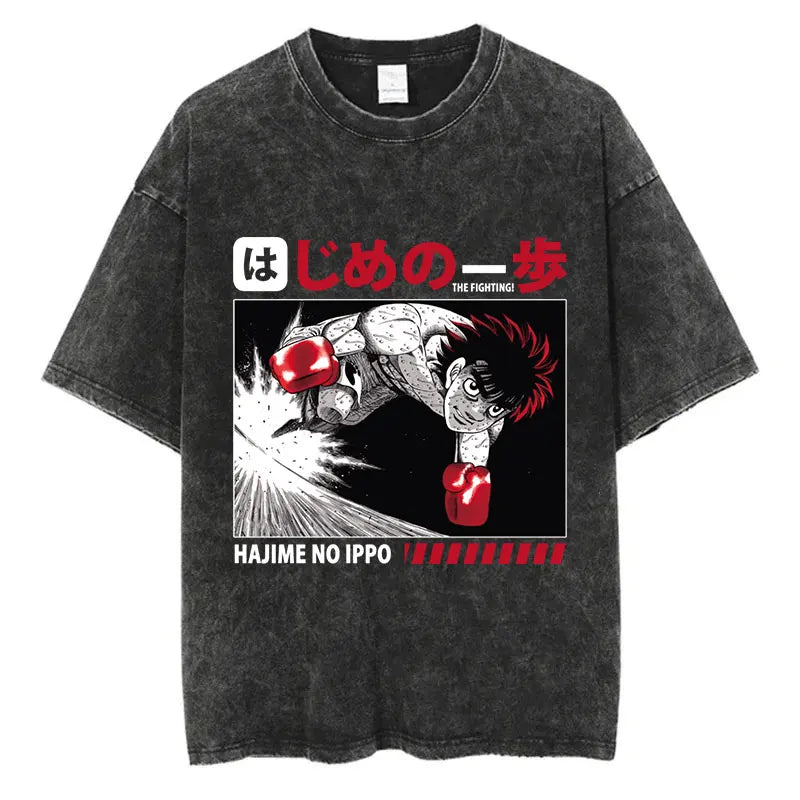 “Vintage Anime Boxing Tee – Hajime No Ippo Graphic”