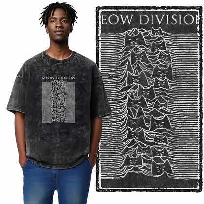 “COOLMIND DB Cat Graphic Tee – Acid Wash Streetwear”