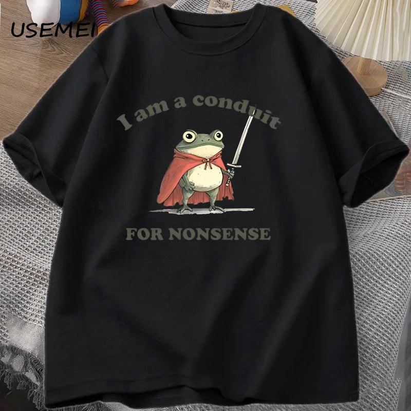 “Unisex Funny Frog Tee – ‘Conduit for Nonsense’ Print”