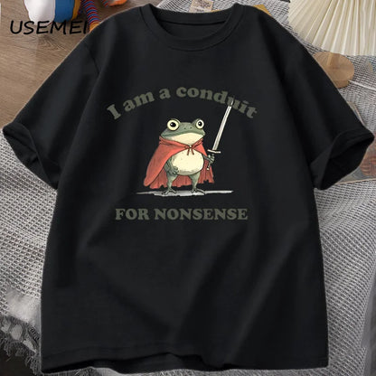 “Unisex Funny Frog Tee – ‘Conduit for Nonsense’ Print”
