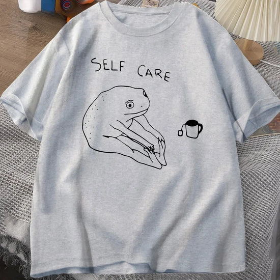 “Unisex Retro Frog Tee – Funny Self-Care Print”