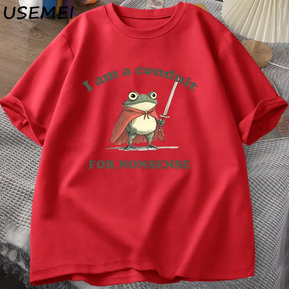 “Unisex Funny Frog Tee – ‘Conduit for Nonsense’ Print”