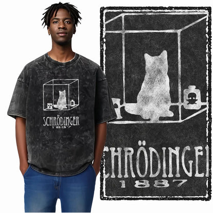 “COOLMIND DB Cat Graphic Tee – Acid Wash Streetwear”